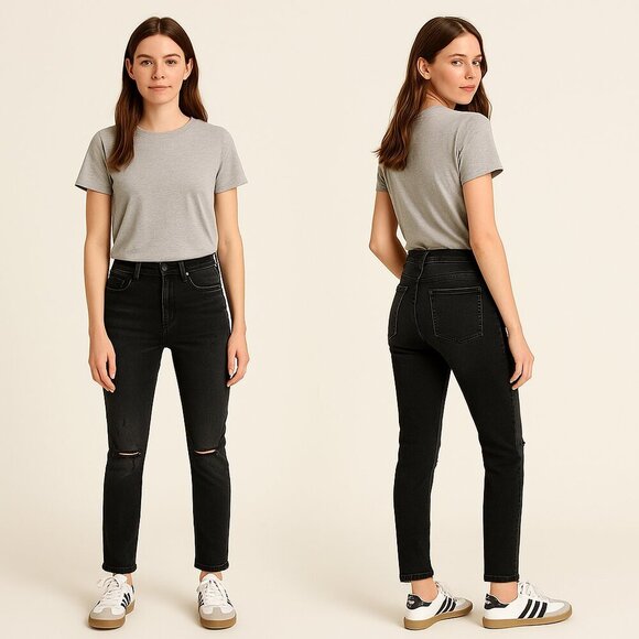 RISEN🌟 Women’s Mid-Rise Distressed Skinny Ankle Jeans 👟😎✨ Size 28 / 7 - Picture 4 of 14